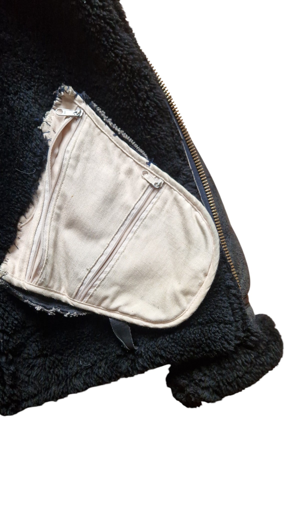 80s Avirex Lederjacke Black Sheepskin B3 Flight/Bomber Scovill Zip Schwarz