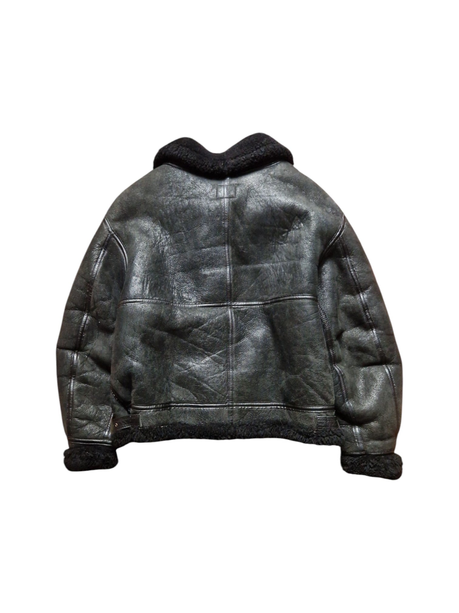 80s Avirex Lederjacke Black Sheepskin B3 Flight/Bomber Scovill Zip Schwarz