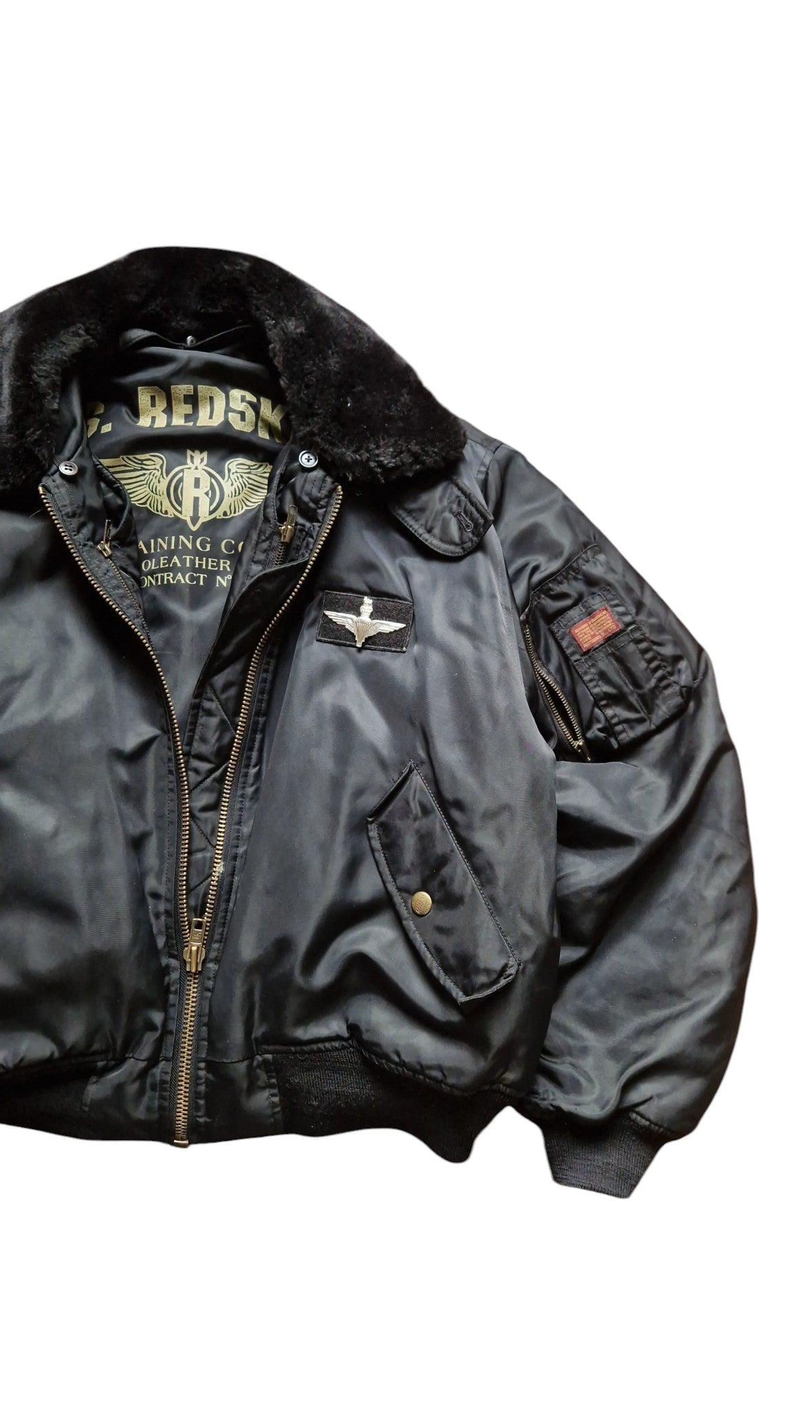 80s Redskins Bomber-/Fliegerjacke Inkl. Weste Schwarz