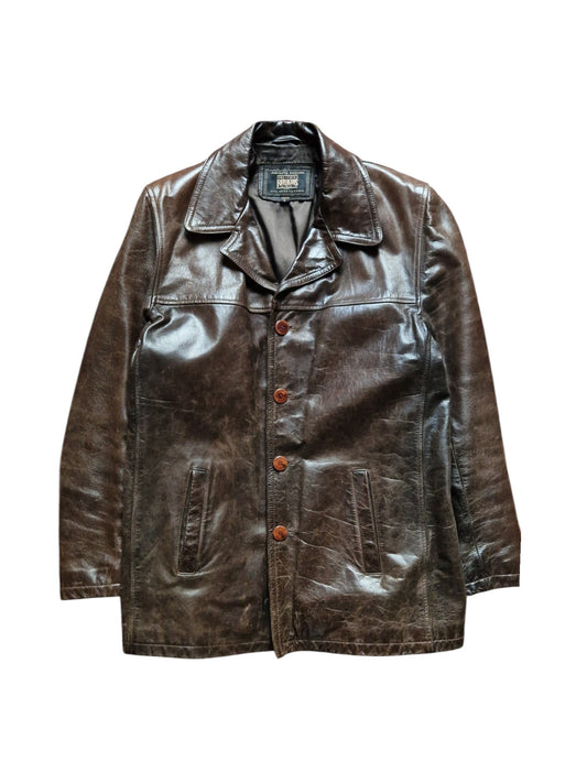 80s Redskins Lederjacke Car Coat Braun