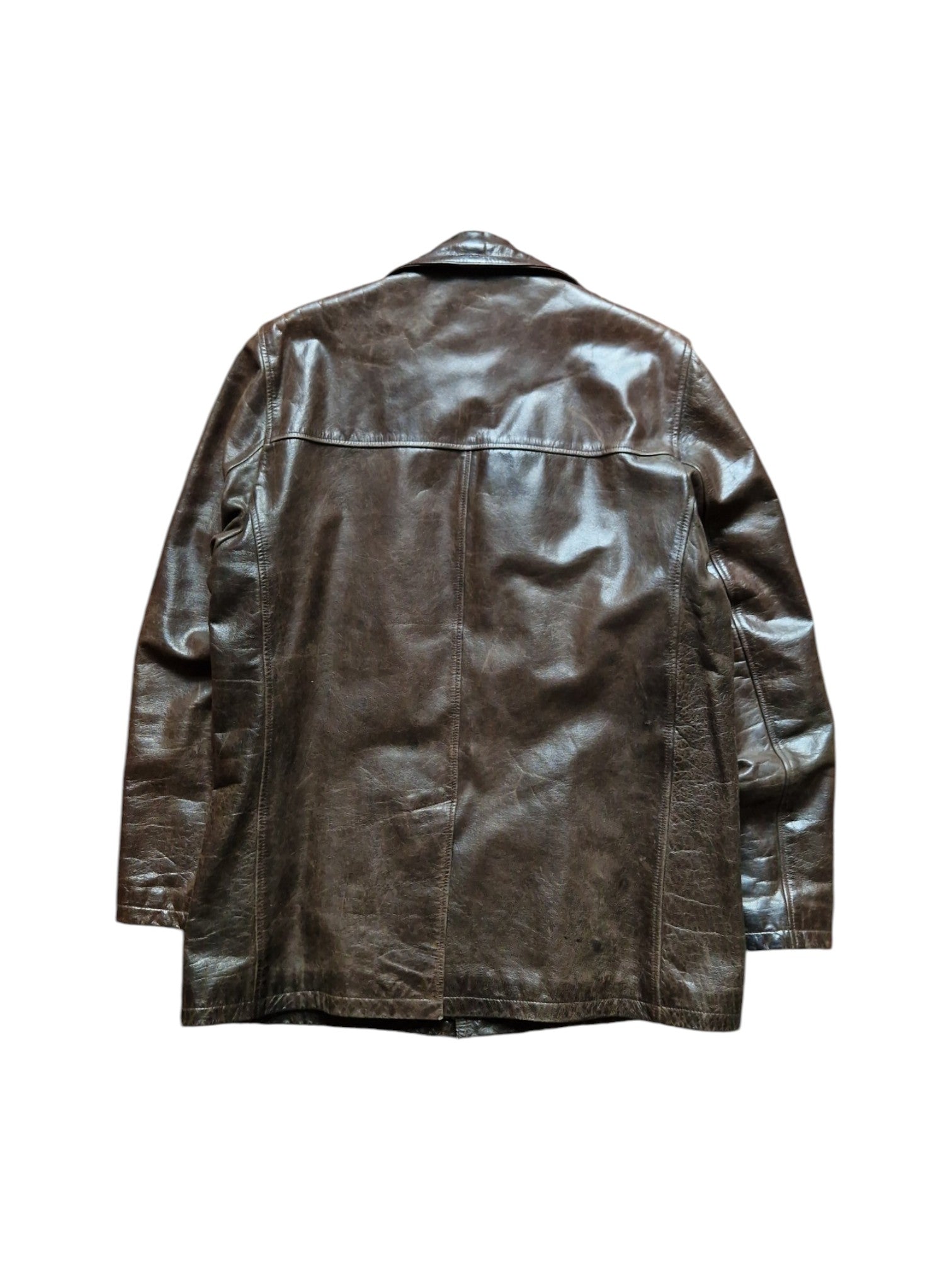 80s Redskins Lederjacke Car Coat Braun