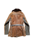 00s Prada Damen Shearlingjacke Mit Nylon Weste Linea Rossa Art. 148154 Braun TG 44 M