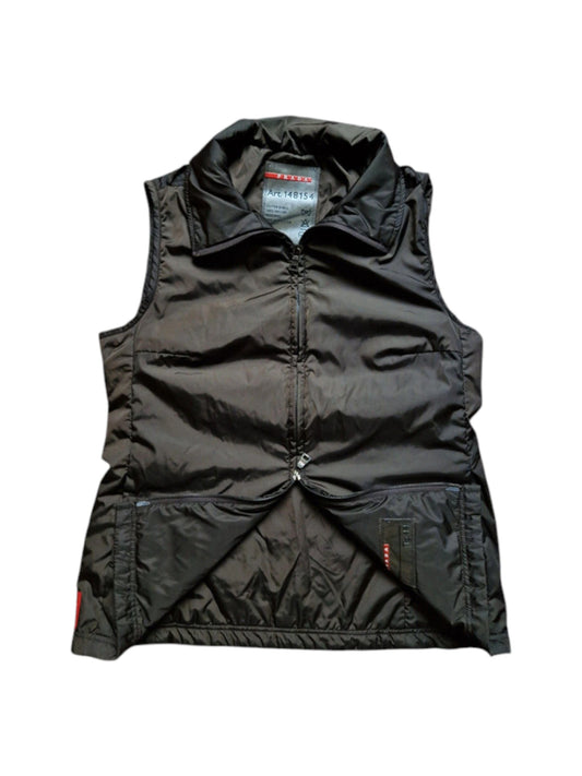 00s Prada Damen Shearlingjacke Mit Nylon Weste Linea Rossa Art. 148154 Braun TG 44 M
