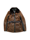 00s Prada Damen Shearlingjacke Mit Nylon Weste Linea Rossa Art. 148154 Braun TG 44 M