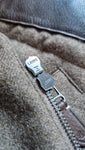 Ralph Lauren Purple Label Daunenweste Kaschmir Leder Applikation Lampo Zip Braun XL