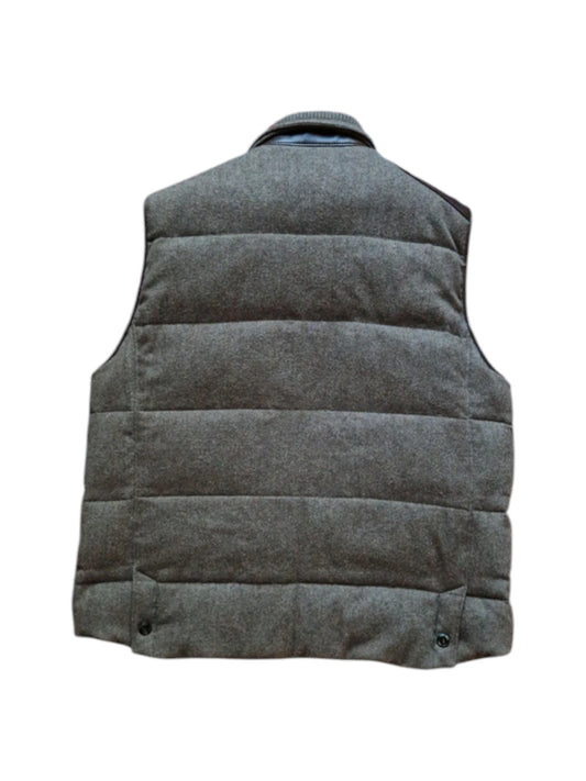 Ralph Lauren Purple Label Daunenweste Kaschmir Leder Applikation Lampo Zip Braun XL