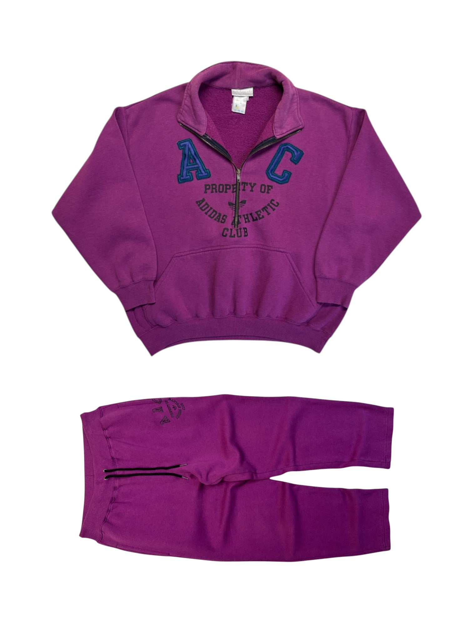 90s Adidas AAC Sweatsuit Halfzip Made In Singapore Lila D4 S