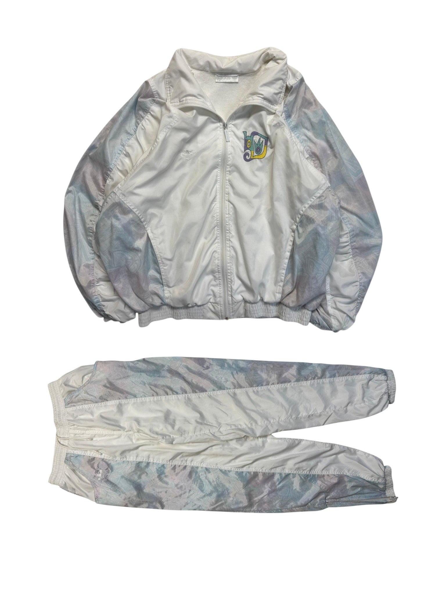 90s Adidas Damen Sportanzug Made In Poland Abstract Pattern Weiß 38 S