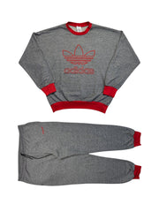 80s Adidas Sweatsuit Made In Singapore Grau Rot D7 L