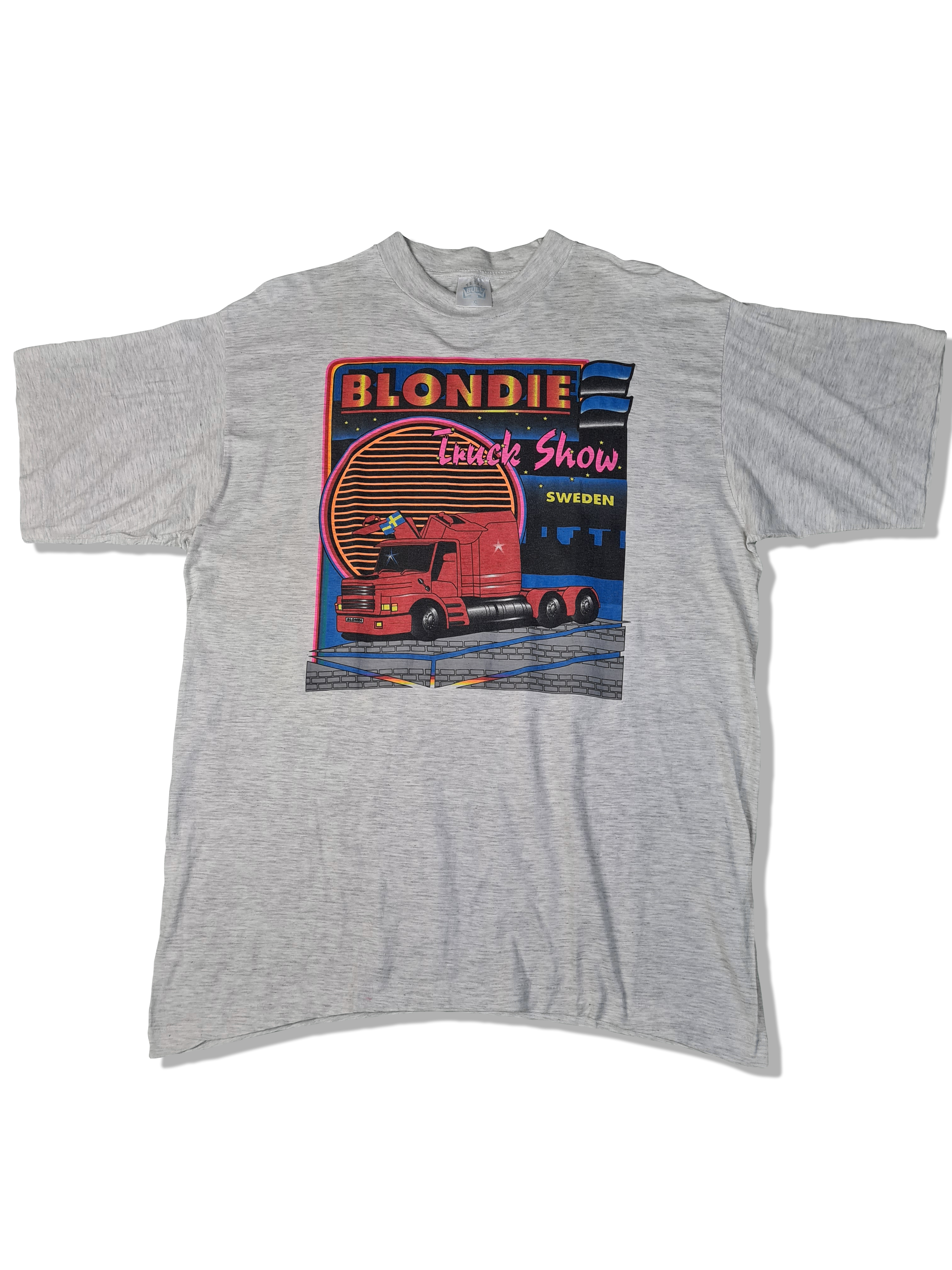 Vintage Texas Bull Shirt Blondie Truck Show Sweden Single Stitched Heather Grau XL - RareRags