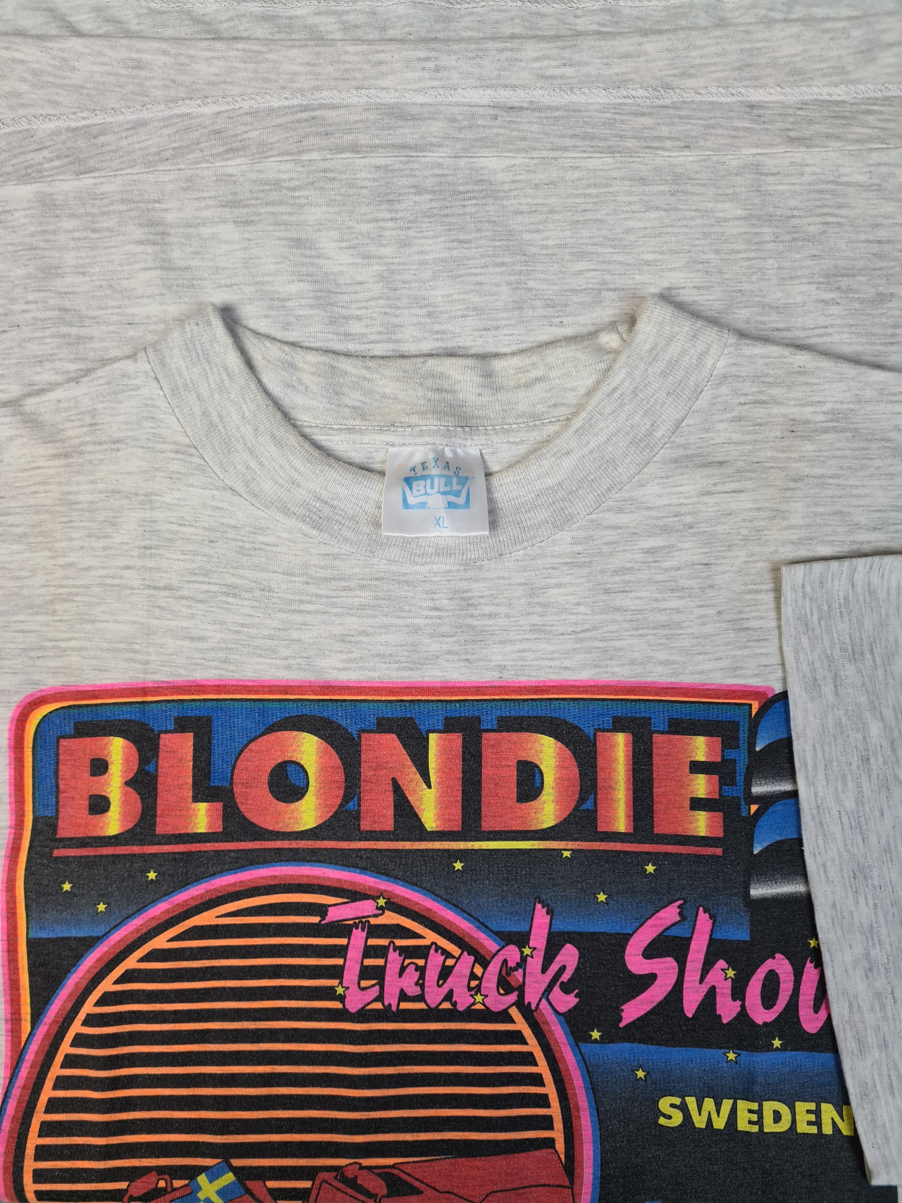 Vintage Texas Bull Shirt Blondie Truck Show Sweden Single Stitched Heather Grau XL - RareRags
