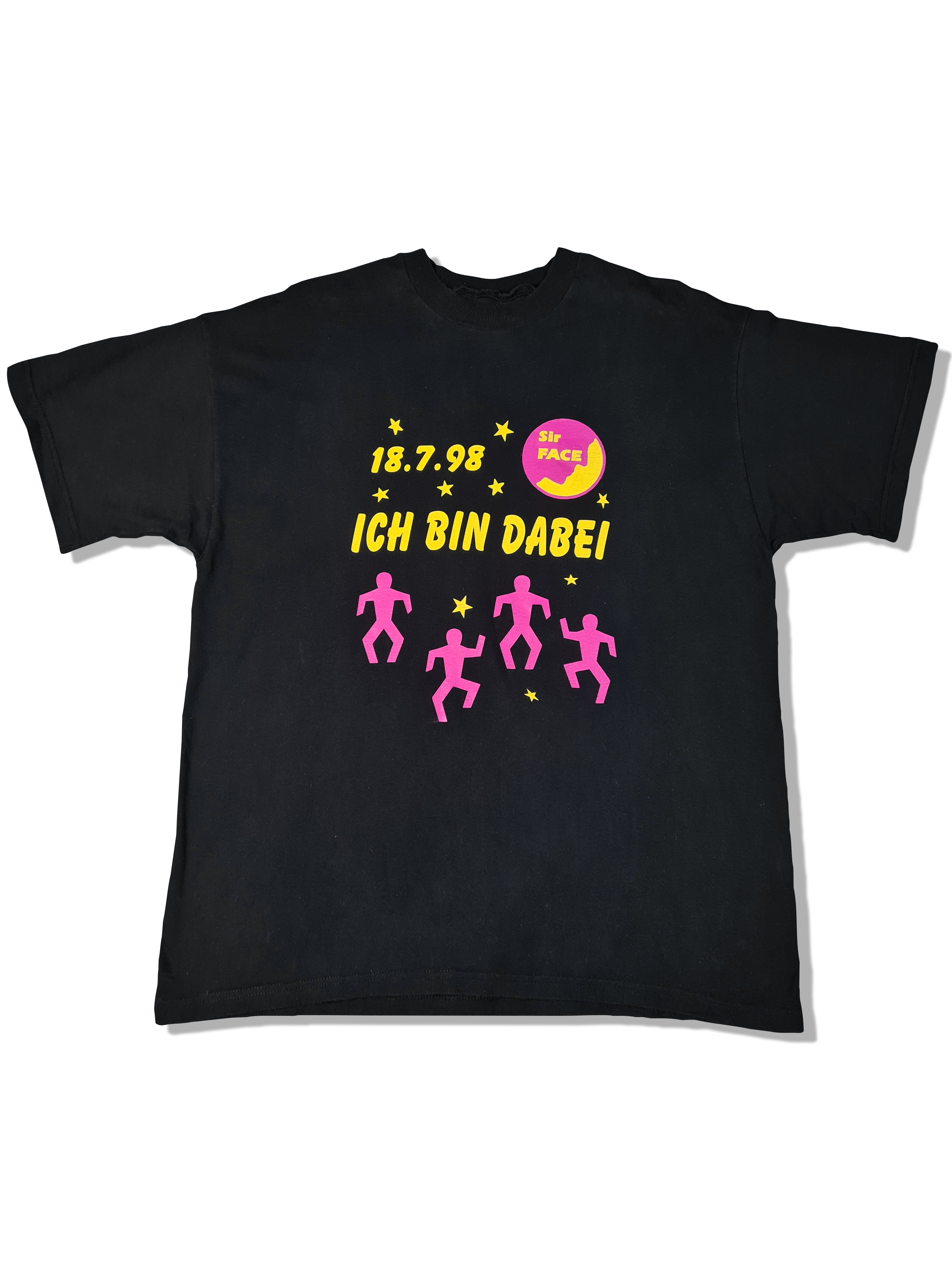 Vintage Party Shirt Sir Face Mic Mac 1998 Bedruckt Schwarz L-XL - RareRags