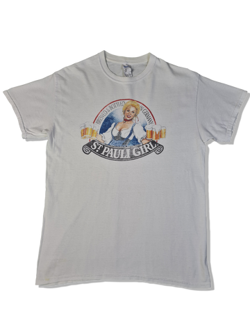 Gildan Shirt Beer Werbung St. Pauli Girl Bedruckt Weiß M