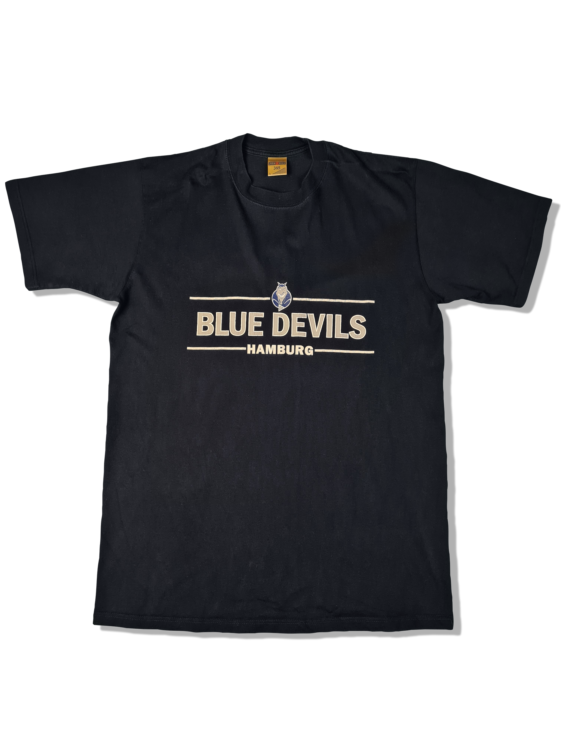 Vintage Jerzees Shirt Blue Devils Hamburg Football Merch Dunkelblau L - RareRags