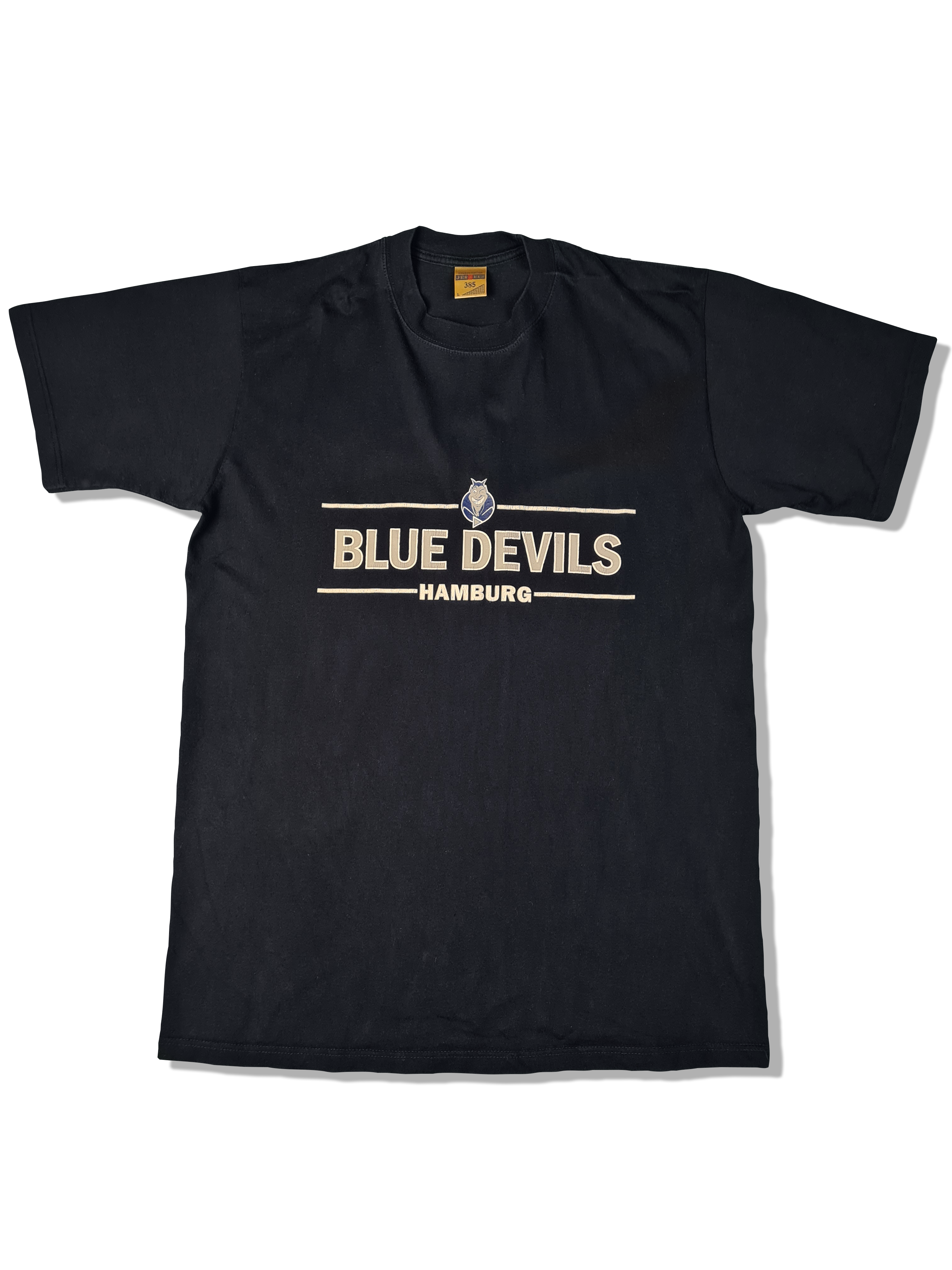 Vintage Jerzees Shirt Blue Devils Hamburg Football Merch Dunkelblau L - RareRags