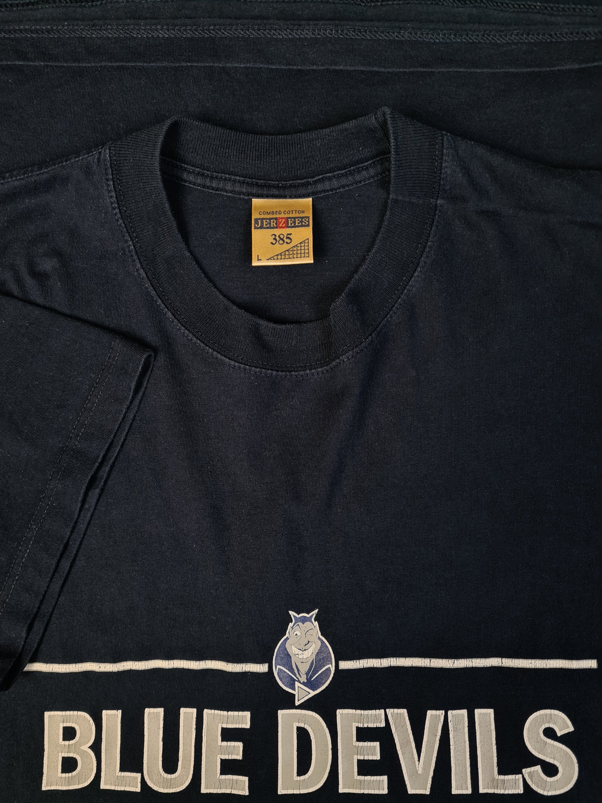 Vintage Jerzees Shirt Blue Devils Hamburg Football Merch Dunkelblau L - RareRags