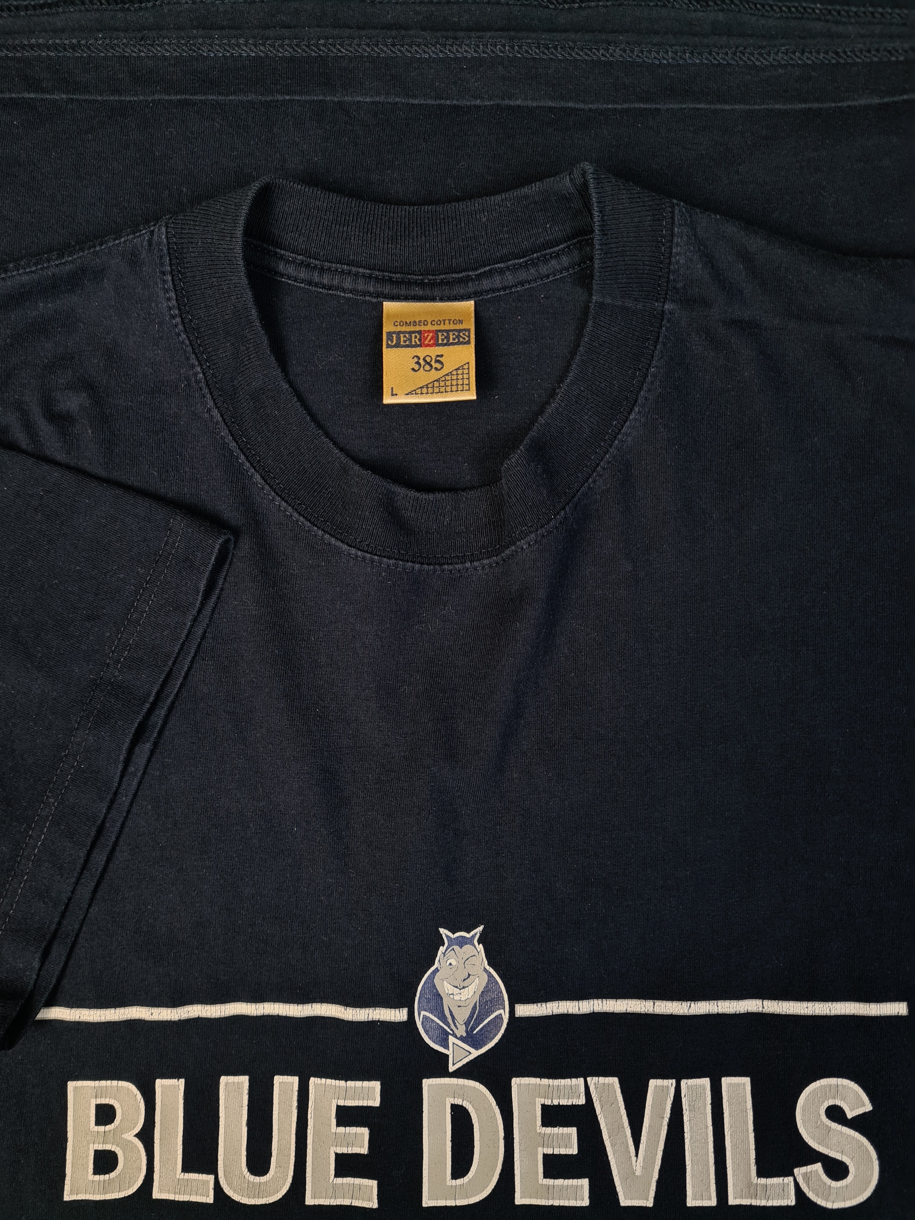 Vintage Jerzees Shirt Blue Devils Hamburg Football Merch Dunkelblau L - RareRags