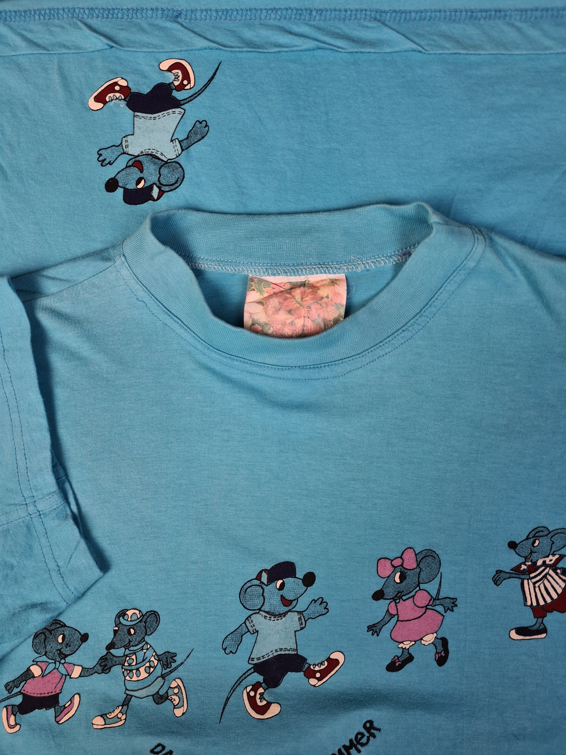 Vintage Cassello Shirt "Dancing In The Summer" Mäuse Blau L - RareRags
