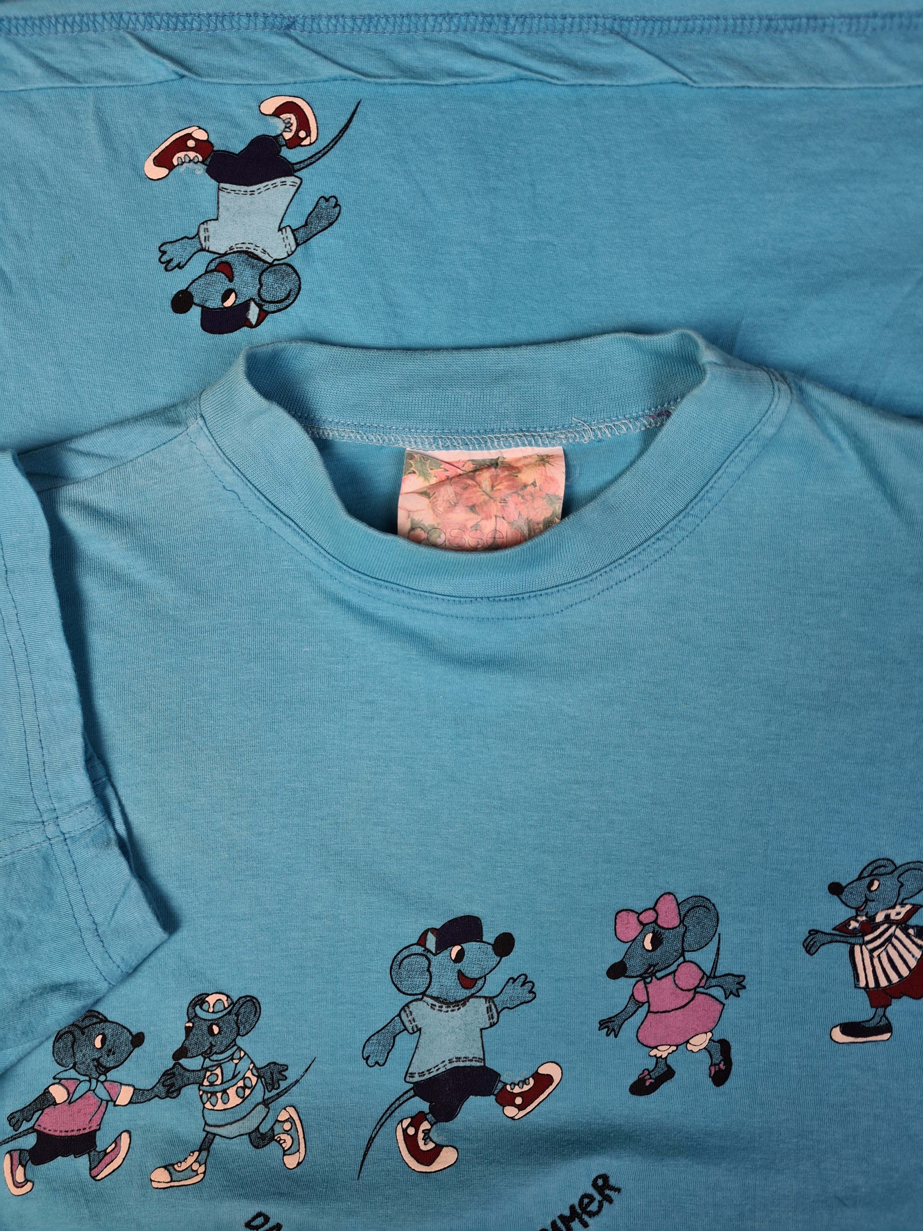Vintage Cassello Shirt "Dancing In The Summer" Mäuse Blau L - RareRags