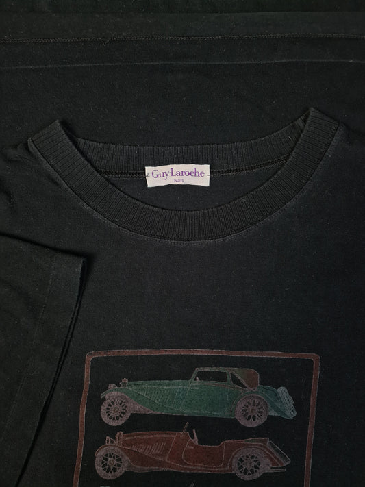 Vintage Guy Laroche Shirt Oldtimer Cars Paris Single Stitched Schwarz L-XL