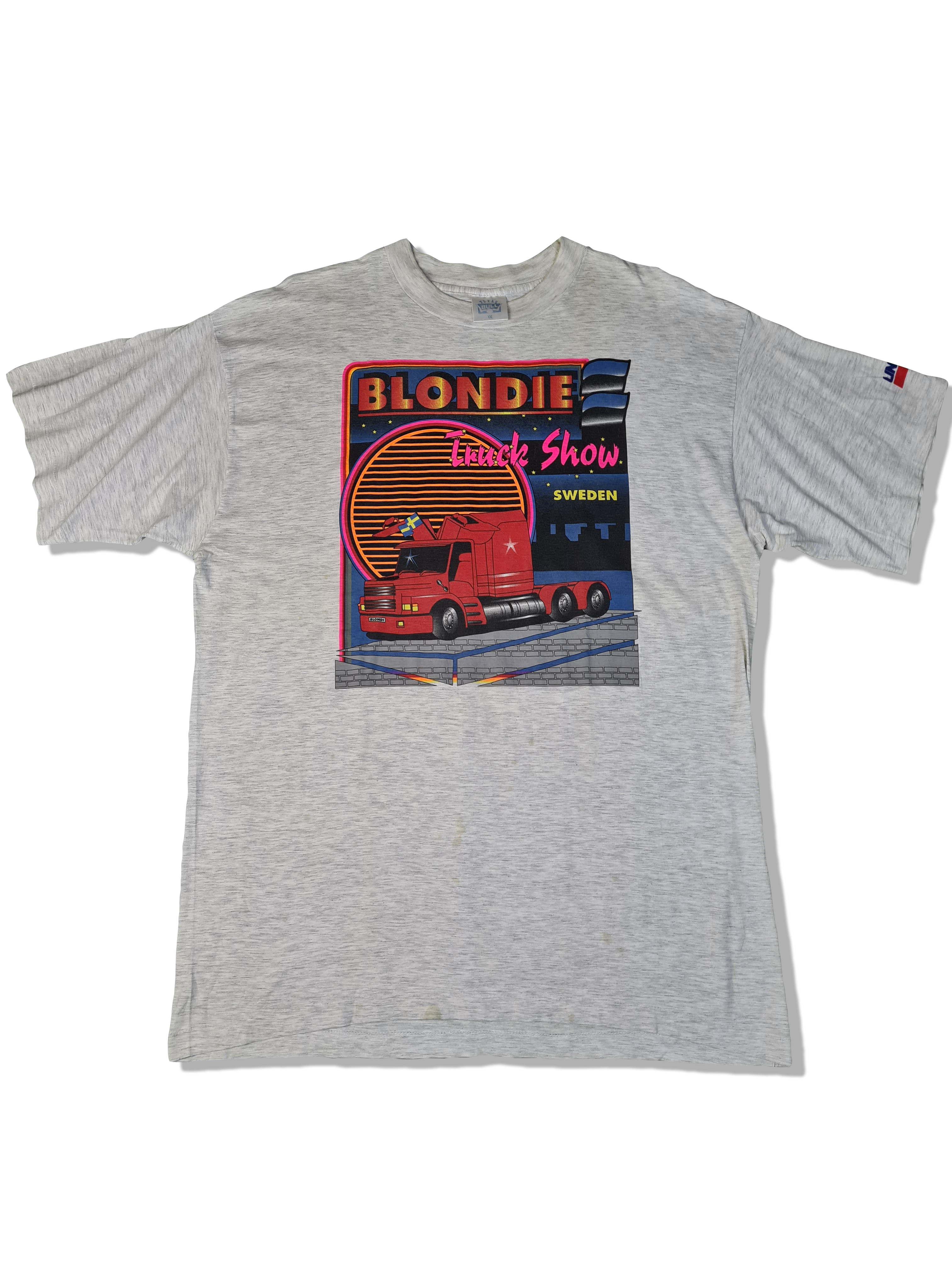 Vintage Texas Bull Shirt Lincoln Blondie Truck Show Sweden Single Stitched Heather Grau XXL - RareRags