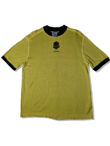 Vintage Clinique Shirt 80s "Chhapai" Ringer Optik Gelb Schwarz M