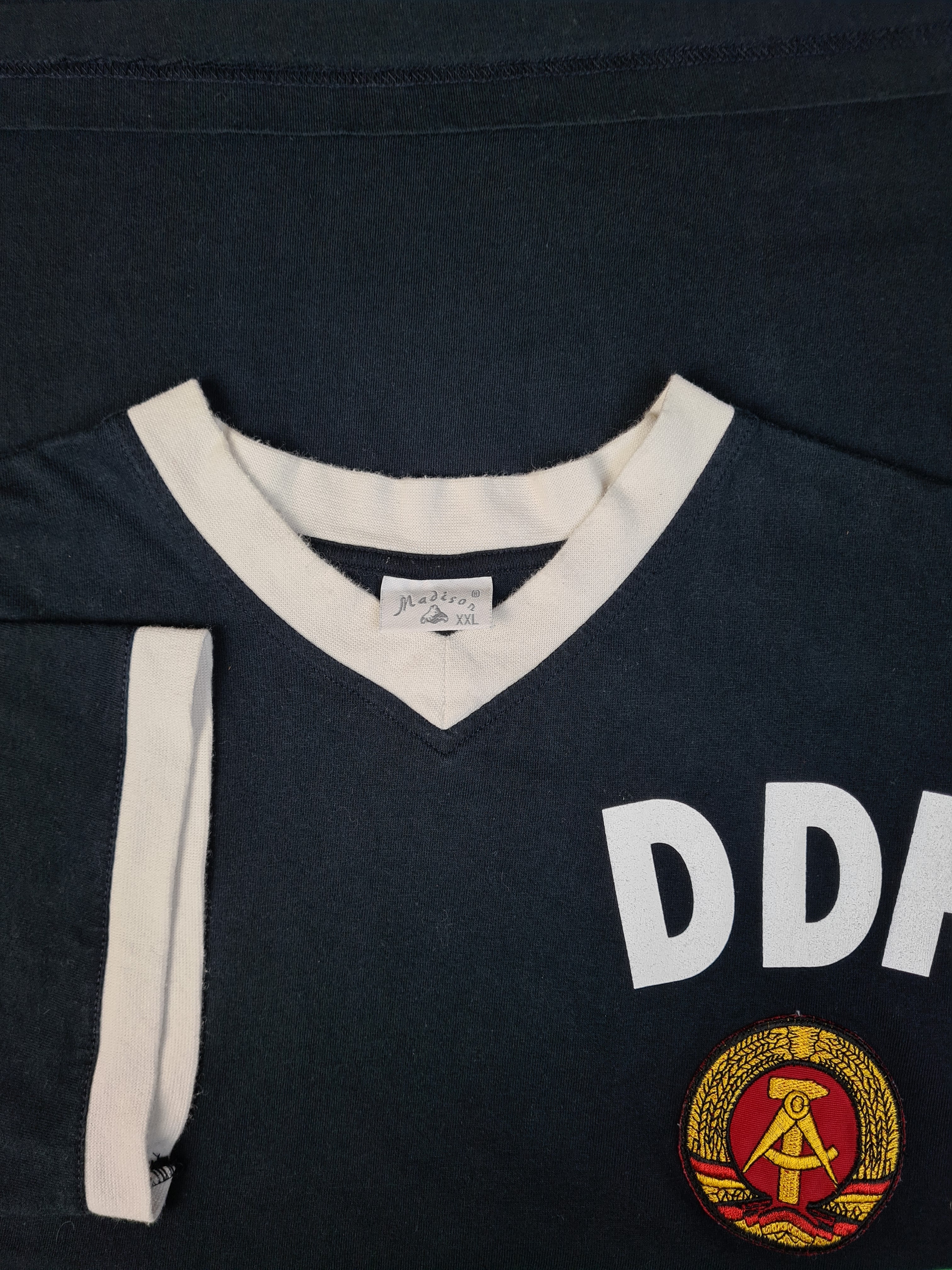 Retro Madison Shirt DDR World Cup 1974 Short Sleeve Retro Football Schwarz XXL - RareRags