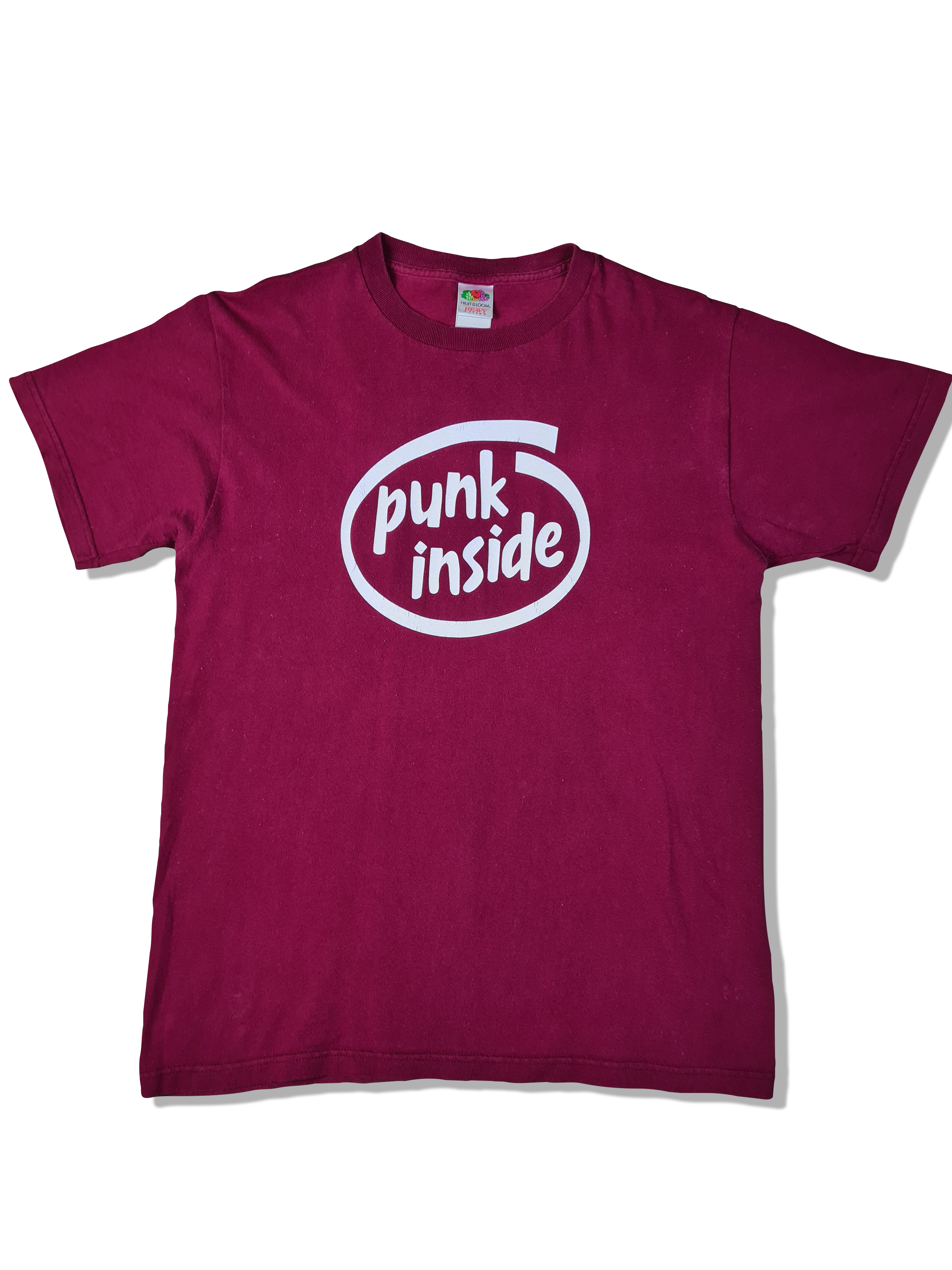 Vintage Fruit Of The Loom Shirt Y2K Punkt Inside Band Frühe 00er Rot M