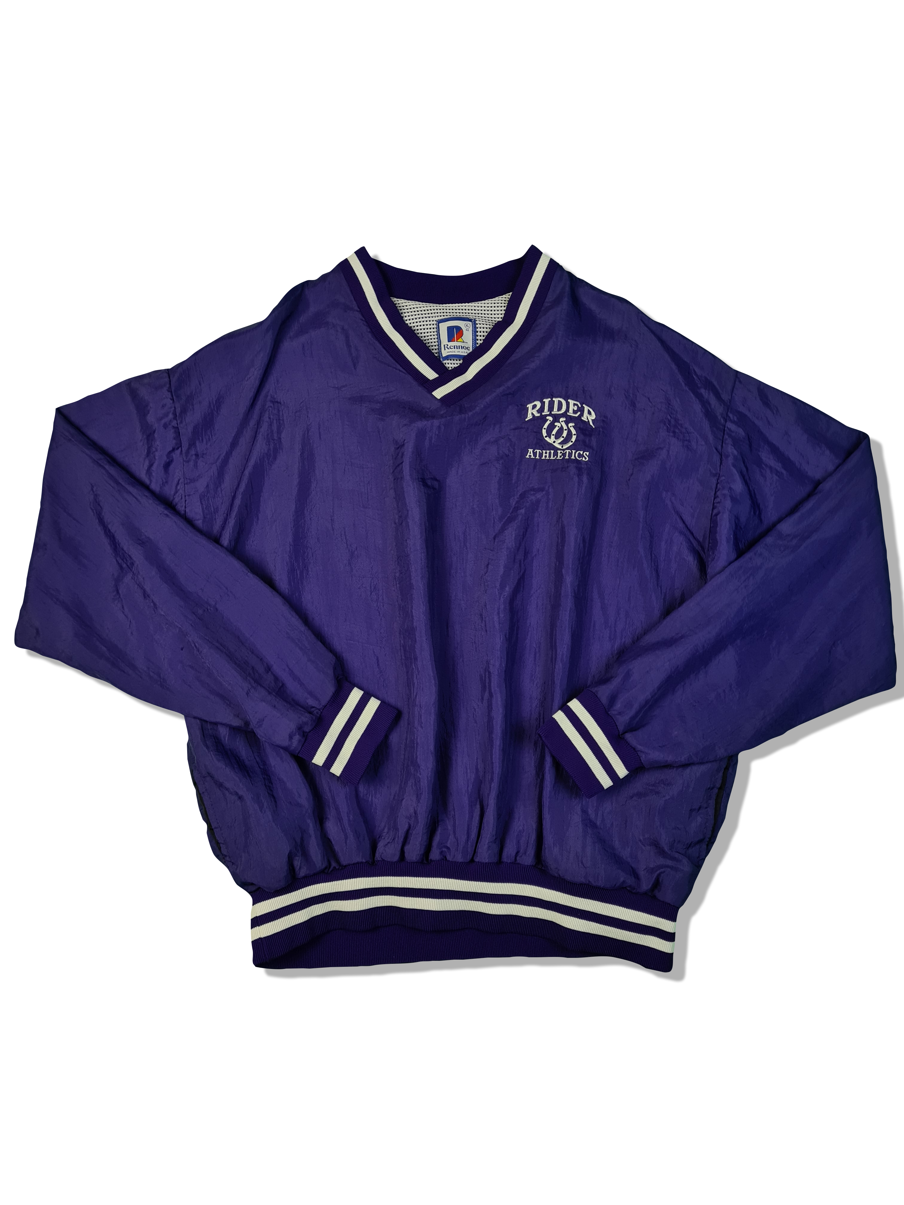 Vintage Rennoc Jacke x Sweater x Windbreaker Rider Athletics Made In USA Dunkelblau (46) XL