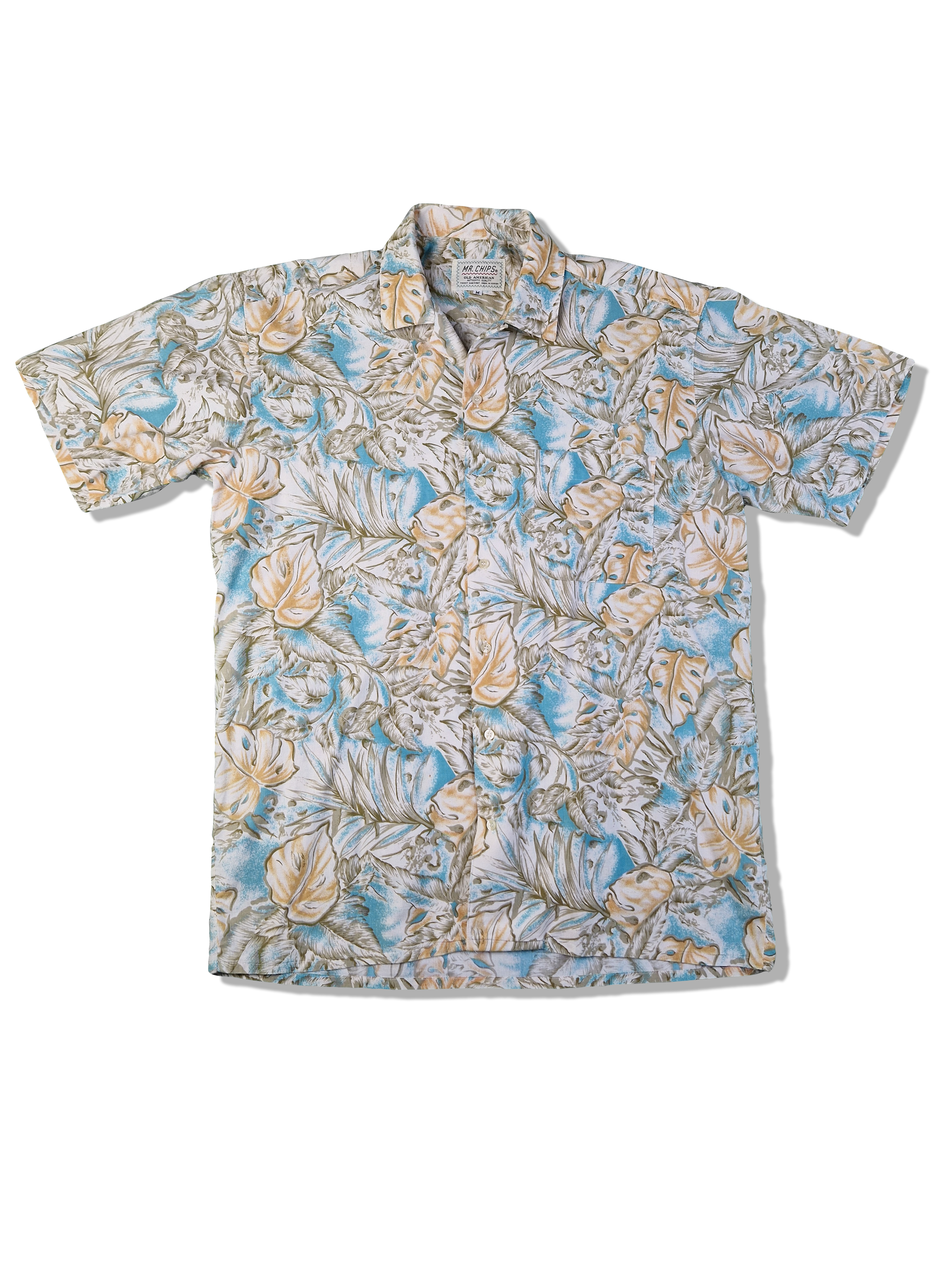 Vintage Mr. Chips 80s Hawaiihemd Made In Korea Blau Braun M