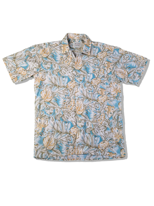 Vintage Mr. Chips 80s Hawaiihemd Made In Korea Blau Braun M
