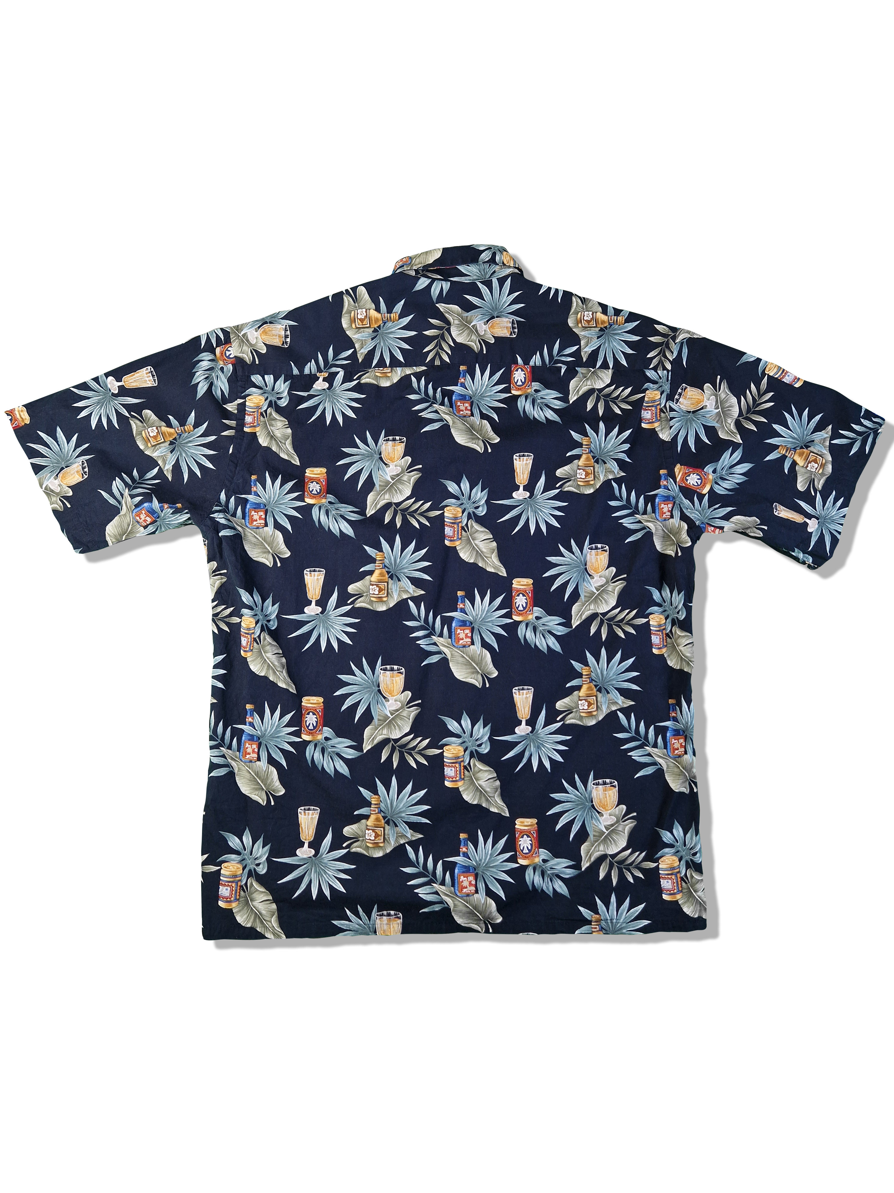 Vintage Campia Hawaiihemd Kurzarm Flora&Getränke Made In Korea Dunkelblau L