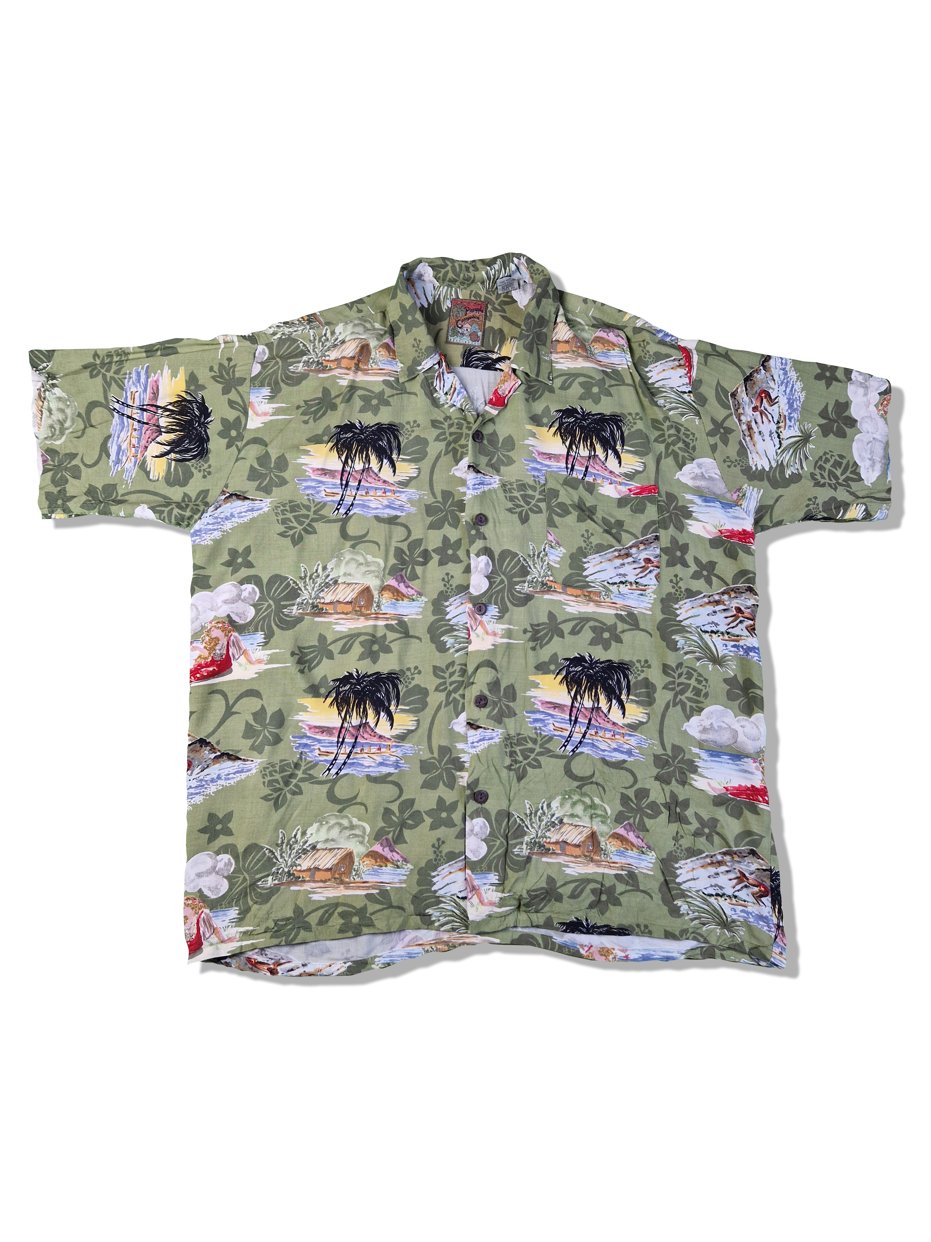 Vintage Pineapple Connection Hawaiishirt Kurzarm Beach Made In Korea Grün M