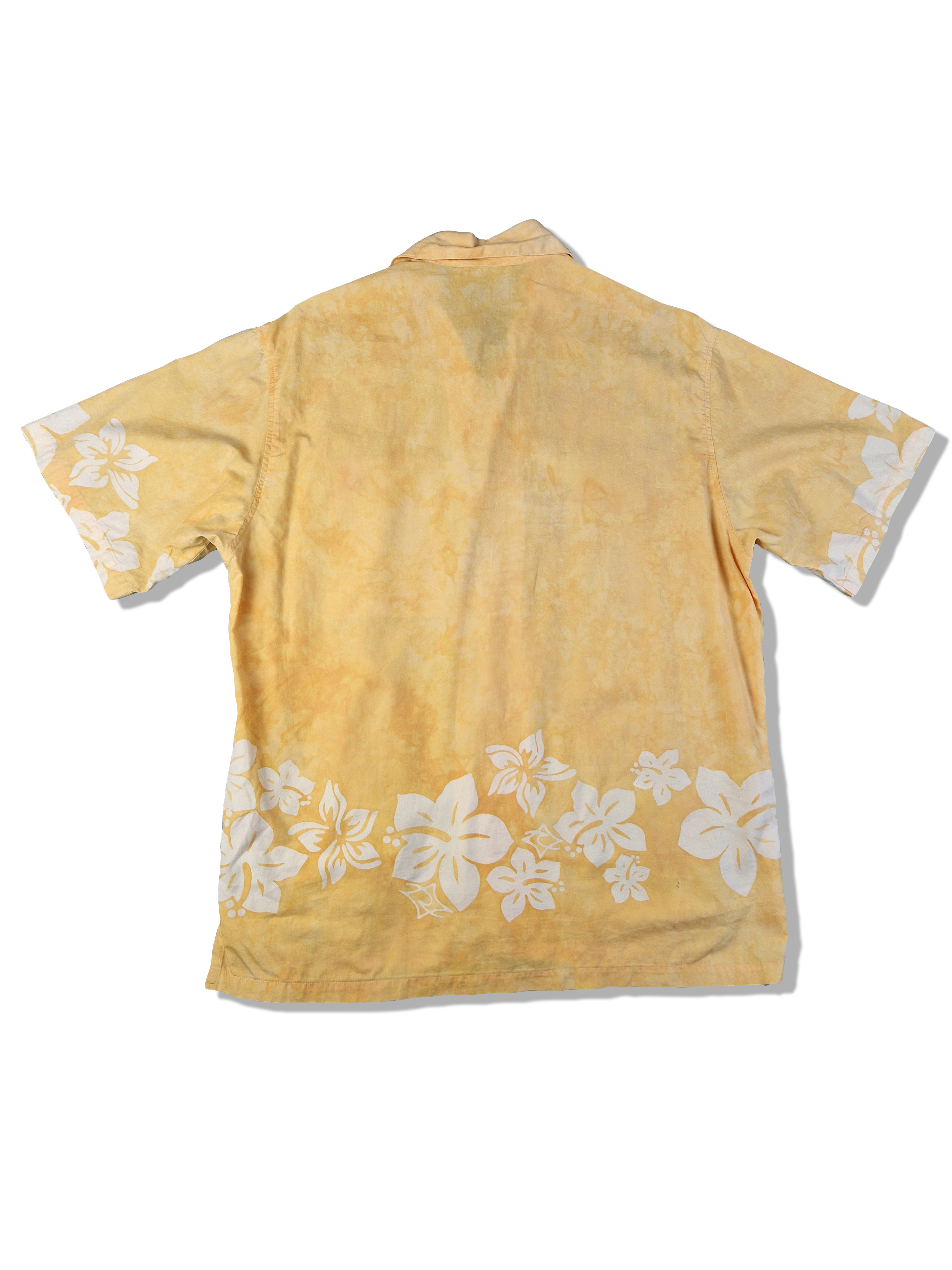 Vintage Rip Curl Hemd Kurzarm Hawaii Hibiskus Surfer Gelb Weiß S
