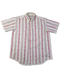 Vintage Milk Bar Hemd Kurzarm 80s Leinen Beige Rosa M-L