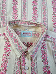 Vintage Milk Bar Hemd Kurzarm 80s Leinen Beige Rosa M-L