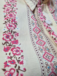 Vintage Milk Bar Hemd Kurzarm 80s Leinen Beige Rosa M-L