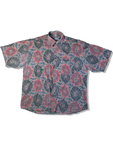 Vintage Ellesse Hemd Kurzarm Abstract Pattern Rot Grau L