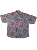 Vintage Ellesse Hemd Kurzarm Abstract Pattern Rot Grau L