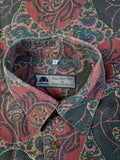 Vintage Ellesse Hemd Kurzarm Abstract Pattern Rot Grau L