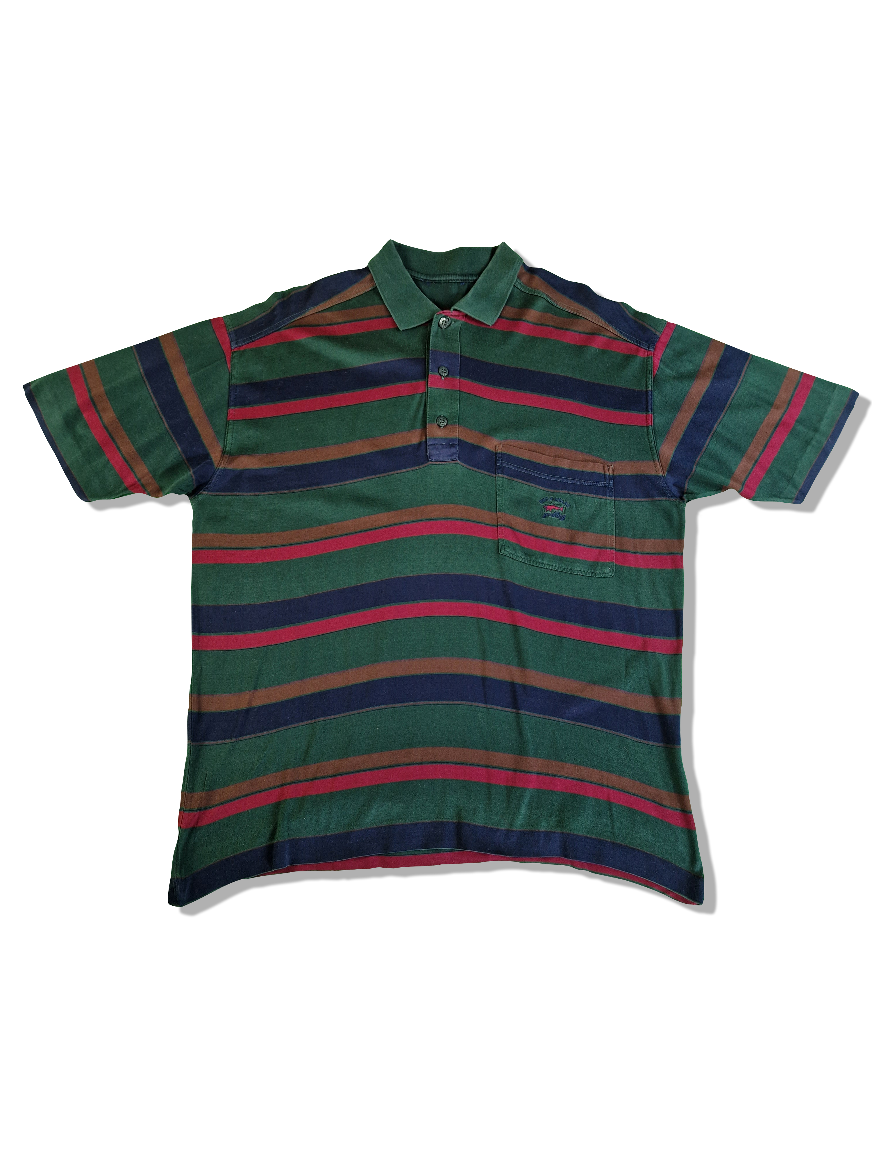 Vintage Paul&Shark Poloshirt Stripes Made In Italy Grün Rot S-M