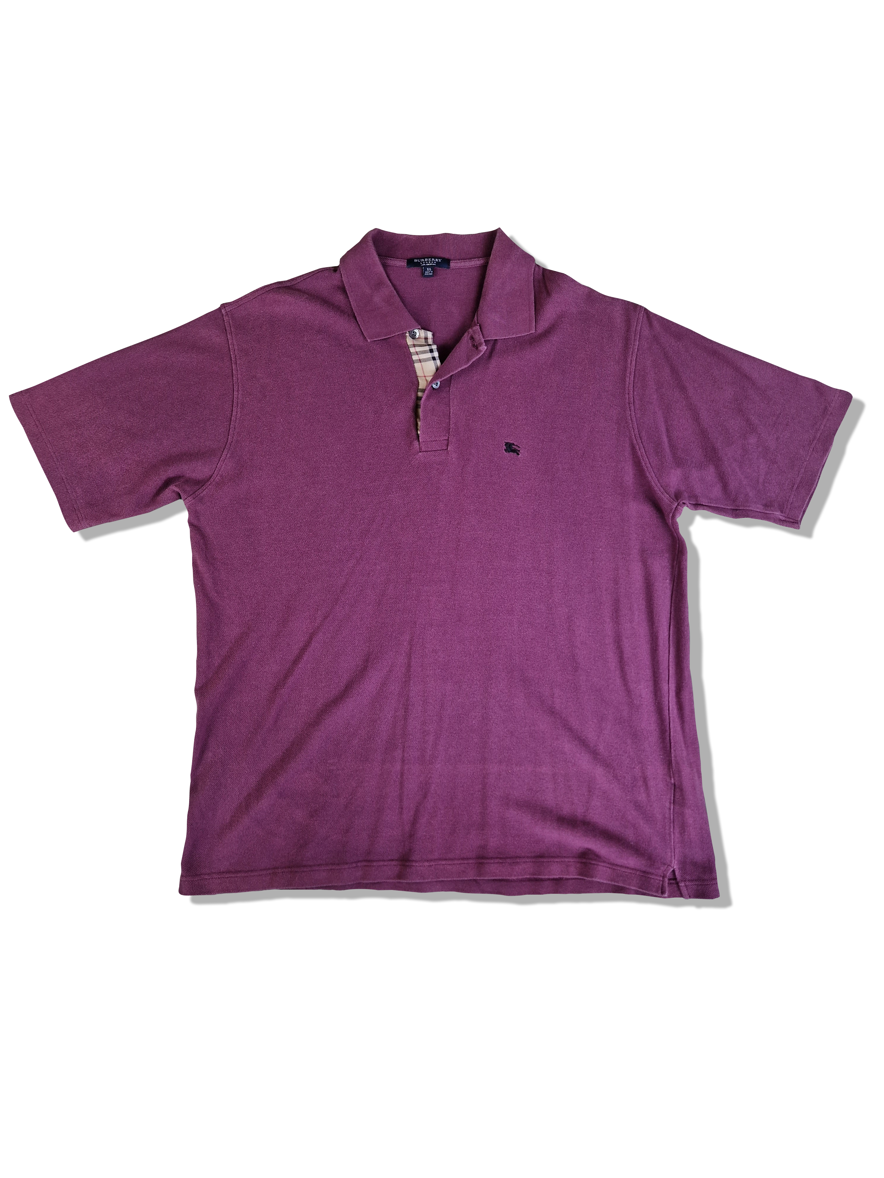 Burberry Poloshirt Basic Made In England Nova Check Knopfleiste Lila XL