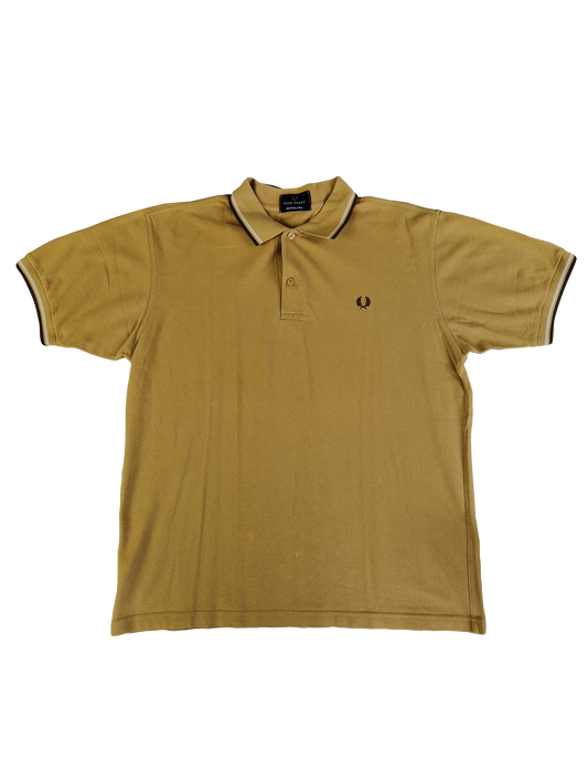 Vintage Fred Perry Poloshirt Cotton Pique Made In Portugal Gelb/Senf L