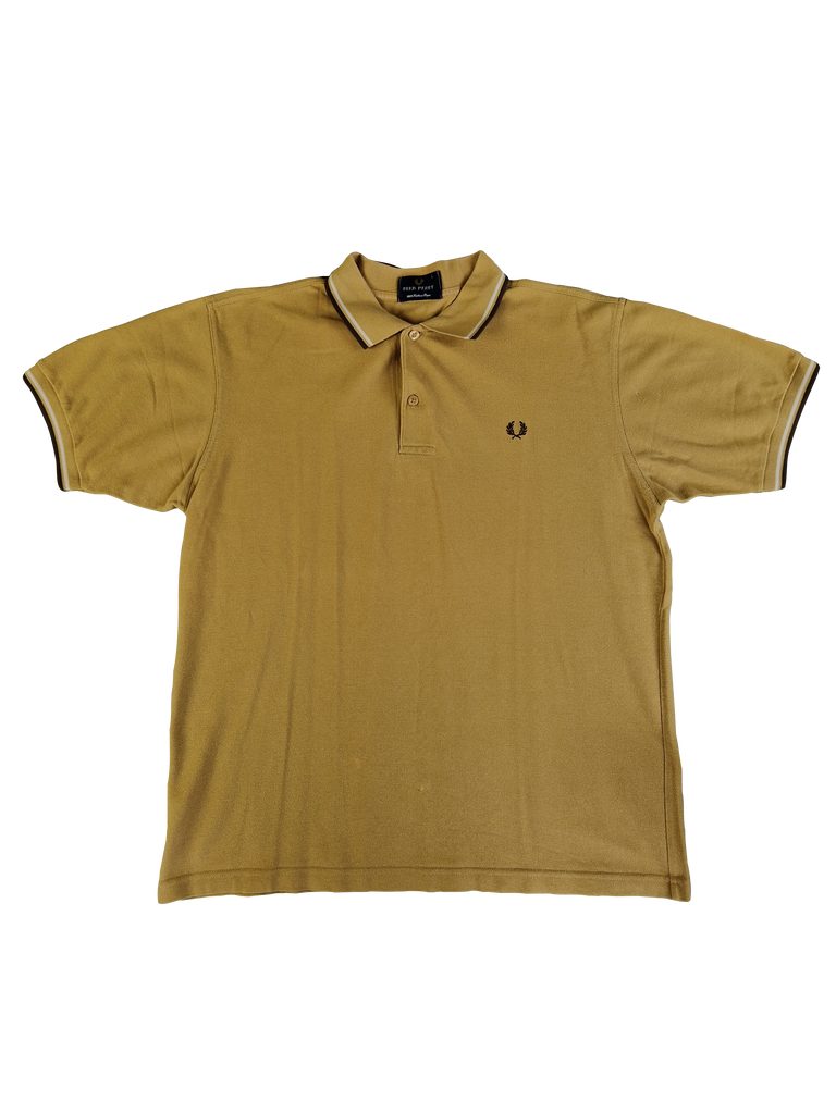 Vintage Fred Perry Poloshirt Cotton Pique Made In Portugal Gelb