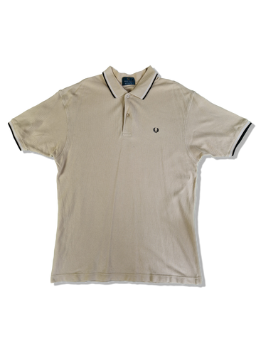 Vintage Fred Perry Poloshirt Cotton Pique Made In England Creme/Beige L