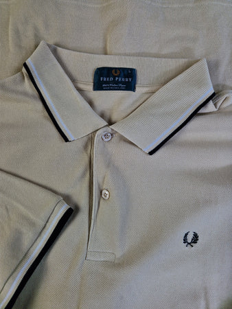 Vintage Fred Perry Poloshirt Cotton Pique Made In England Creme/Beige L
