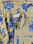 Vintage Haupt Hemd Kurzarm Gesicht Gelb Blau M-L