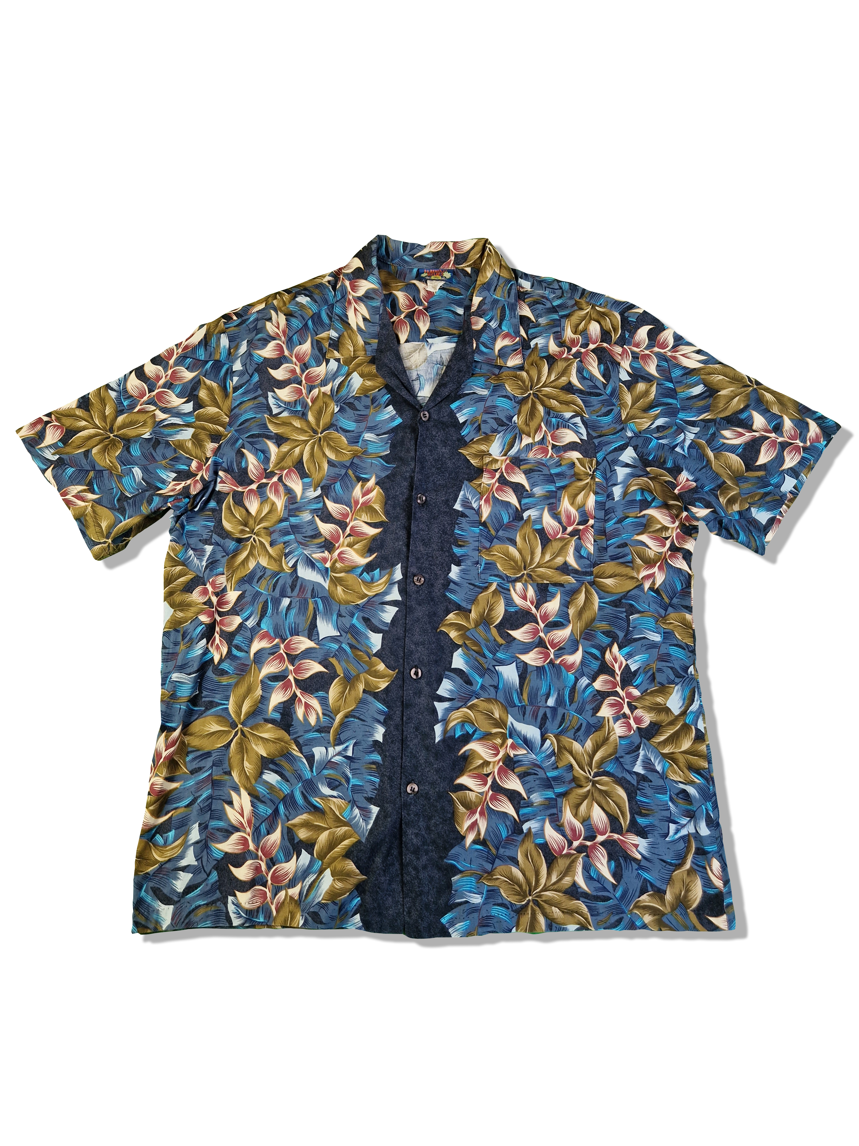 Vintage Hawaii Blues Hemd Kurzarm Made In USA Blau Bunt XL