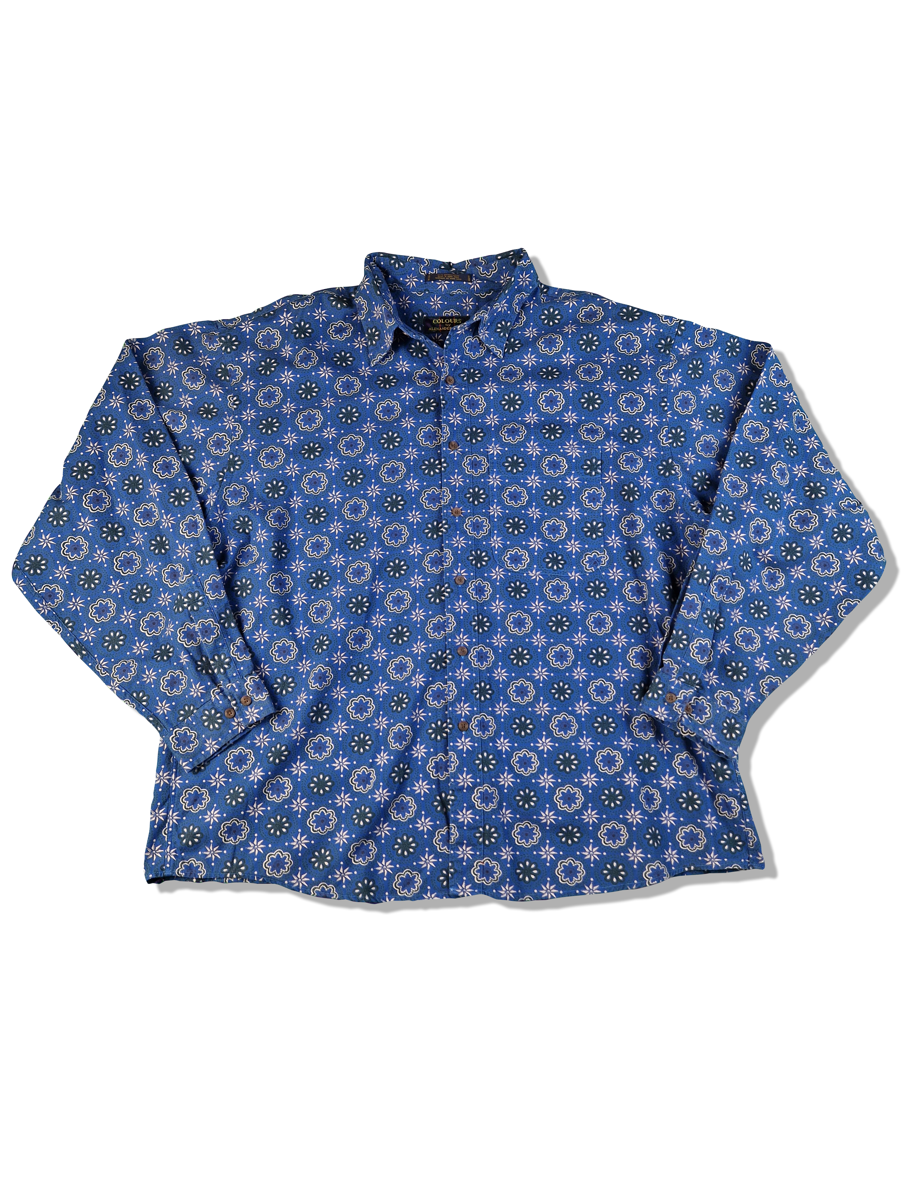 Vintage Colours By Alexander Julian Hemd Made In Hong Kong Blau XL