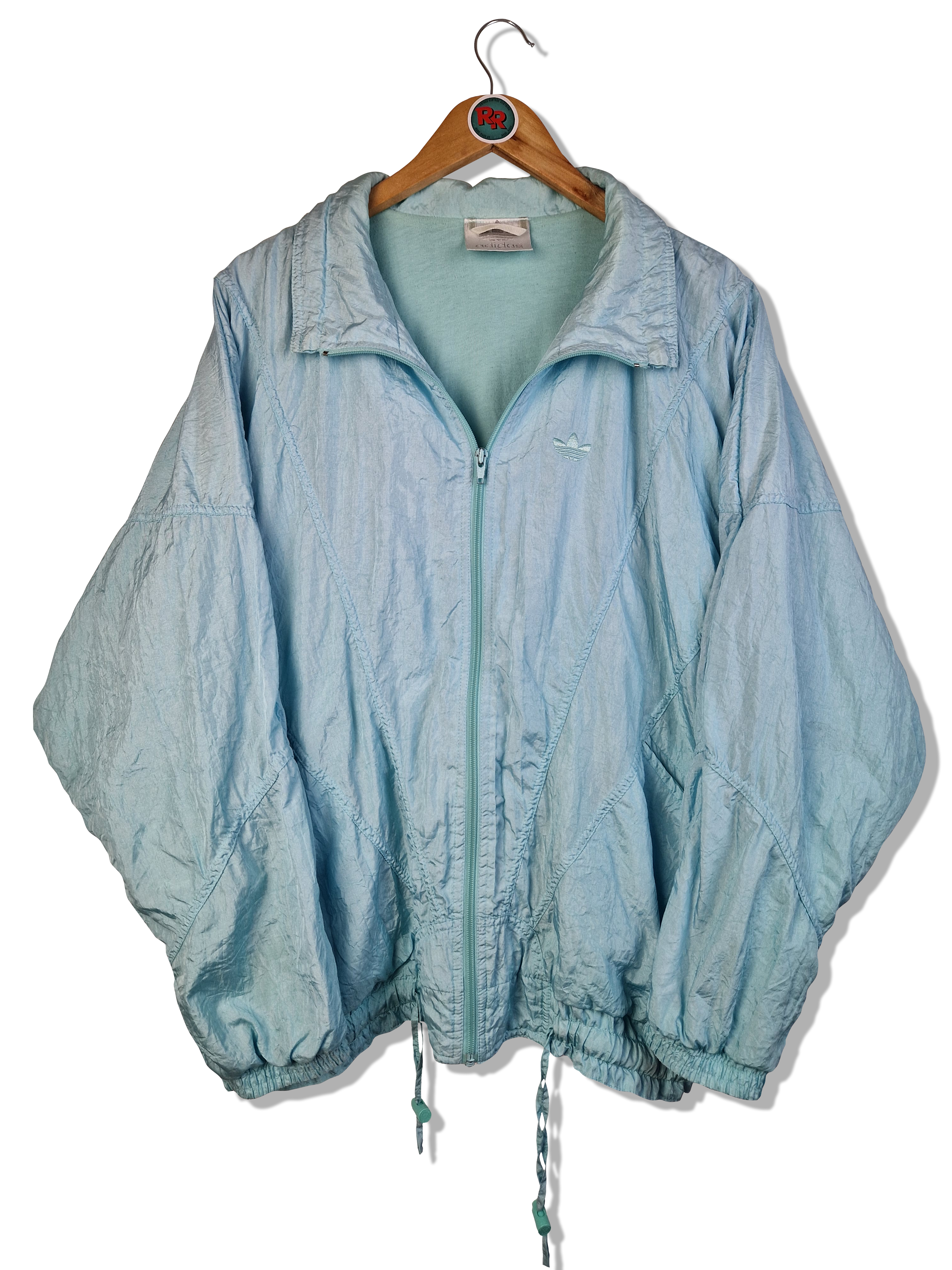 Vintage Adidas Sportjacke Silvertag Monochrom Hellblau / Türkis L